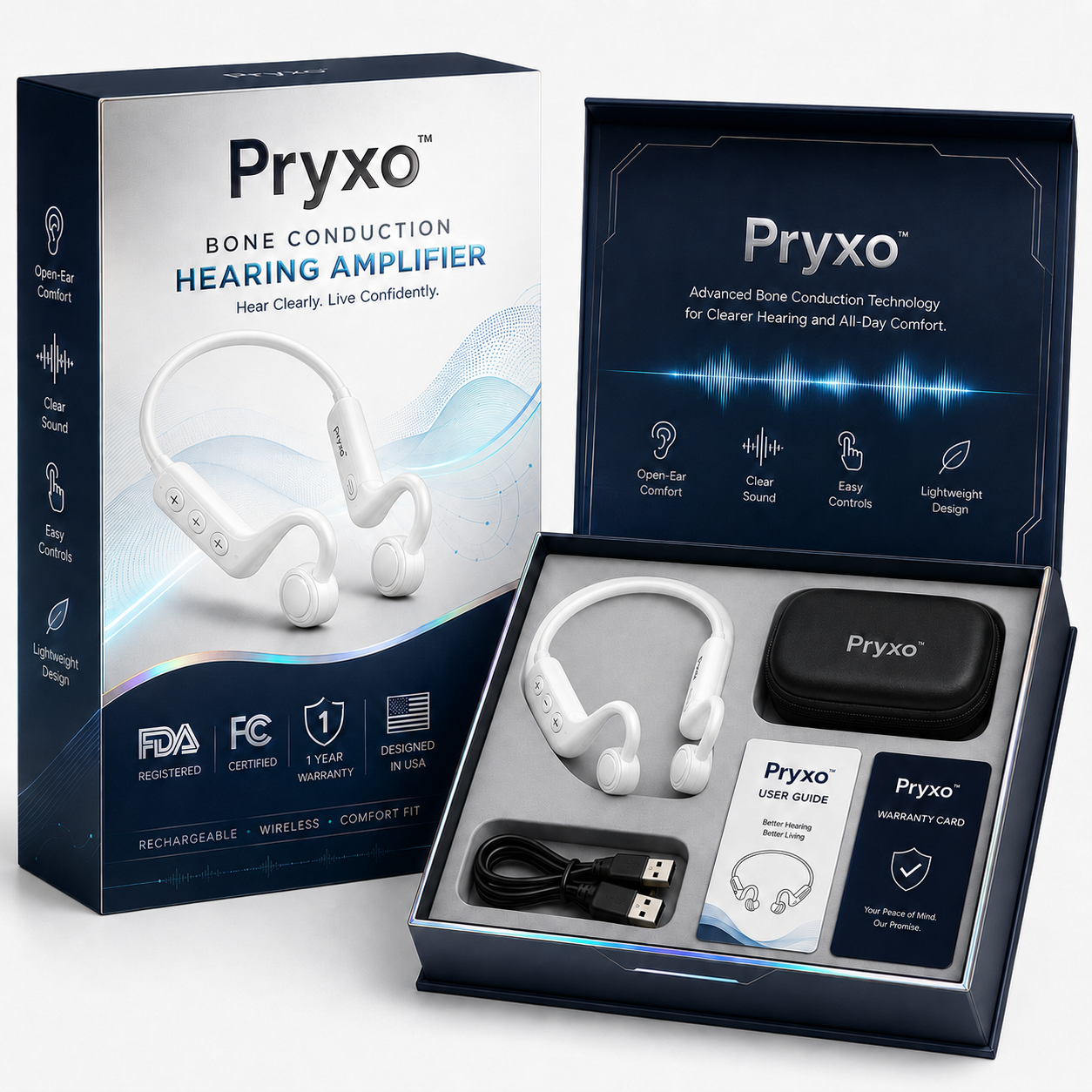 💖#1 THIS IS THE CLEAR WINNER!🔥Pryxo™ Bone Conduction Hearing Aids — Hear the sounds you should hear! ✅Made in the USA